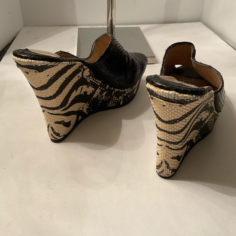 Jimmy Choo Black Snakeskin Zebra Wedge - image 2
